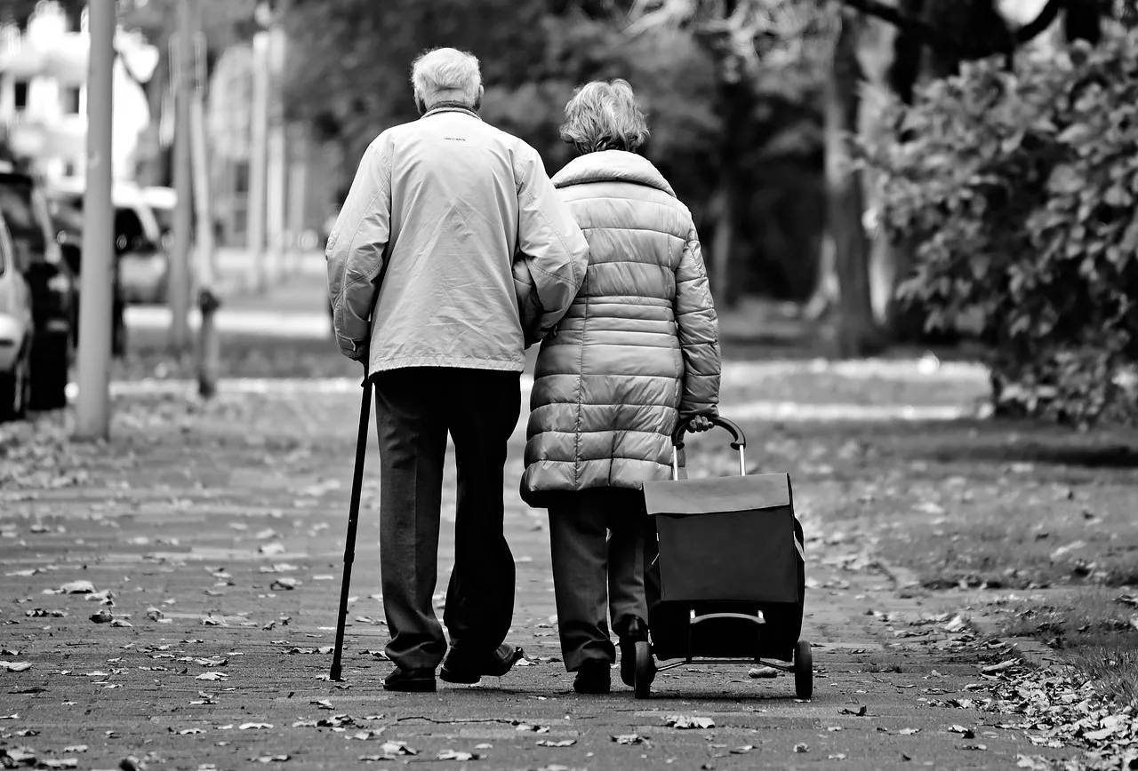 An elderly couple navigating their new caregiving relationship.