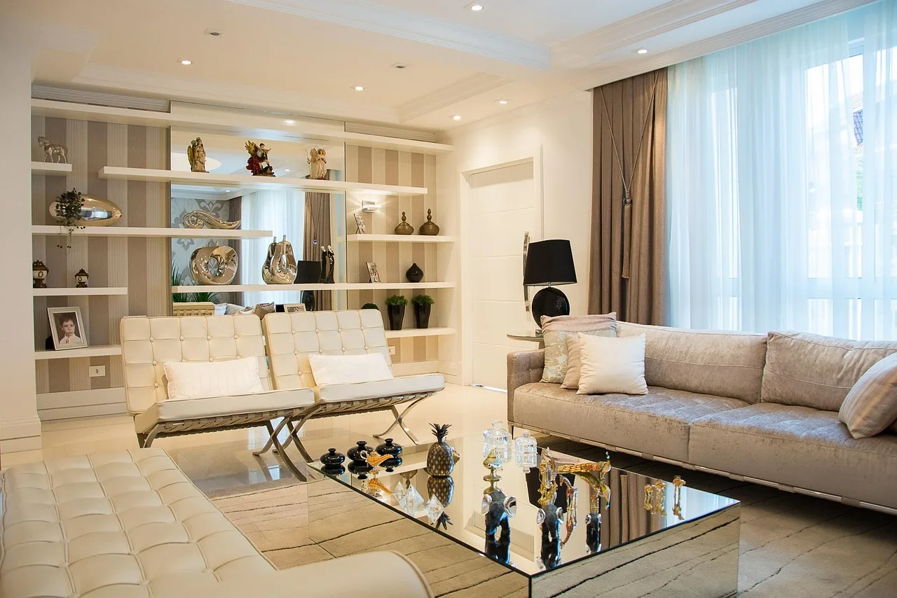 A living room with clear pathways and minimal obstacles for easy navigation.